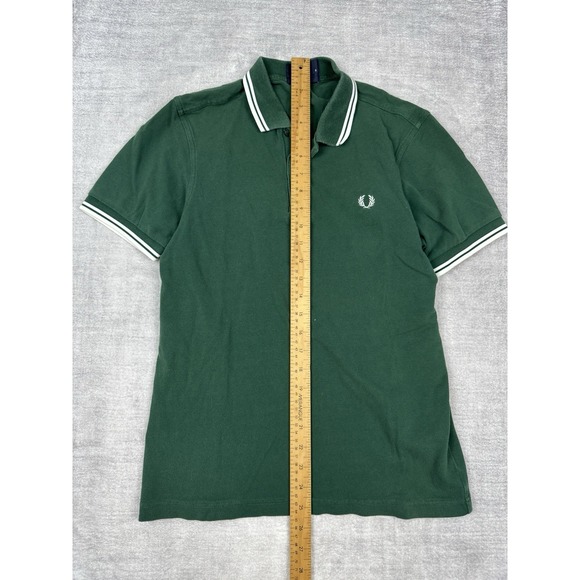 Fred‎ Perry Shirt Men Small Green Twin Tipped M1200 Short Sleeve Cotton Pique - Picture 8 of 11